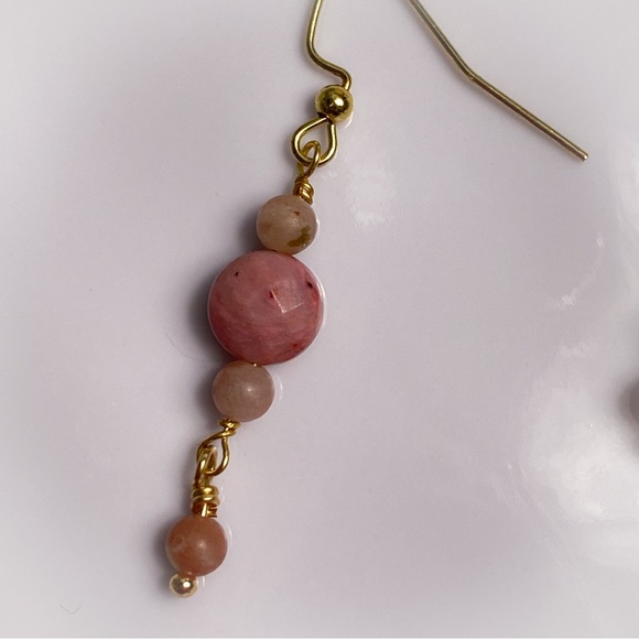 33. Rhodonite Dangle Earrings - Picture 3 of 4